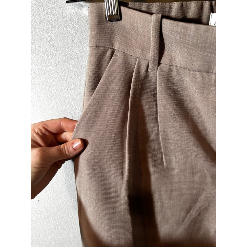 Abercrombie & Fitch Sloane Tailored Pleated Wide Leg Pants Taupe Brown Small NWT - Picture 6 of 11